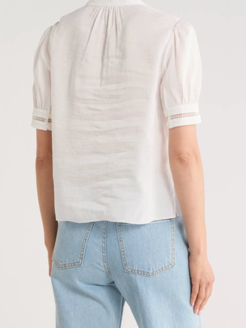 FRAME Ruffle Collar Inset Lace Top - Picture 2 of 5